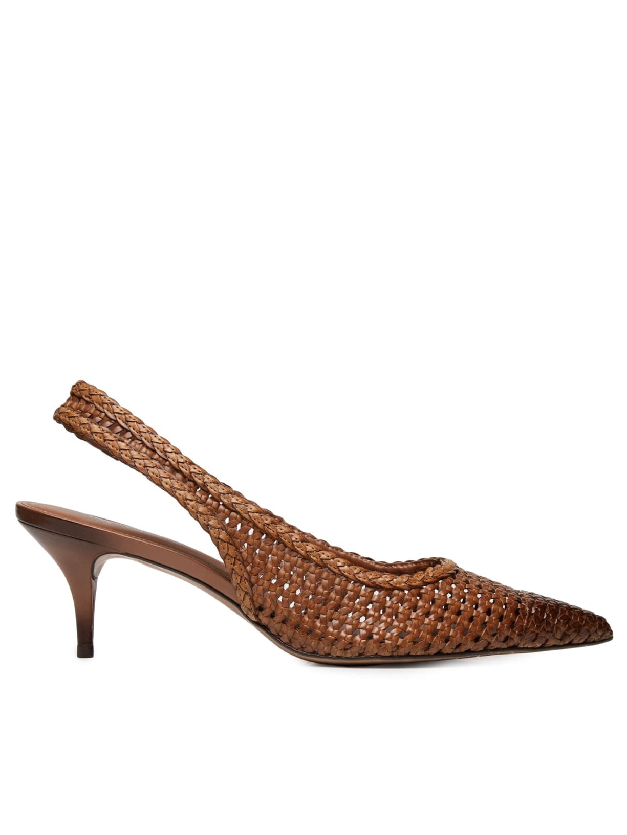 Scarpin Tressê Salto Fino Slingback - Marrom