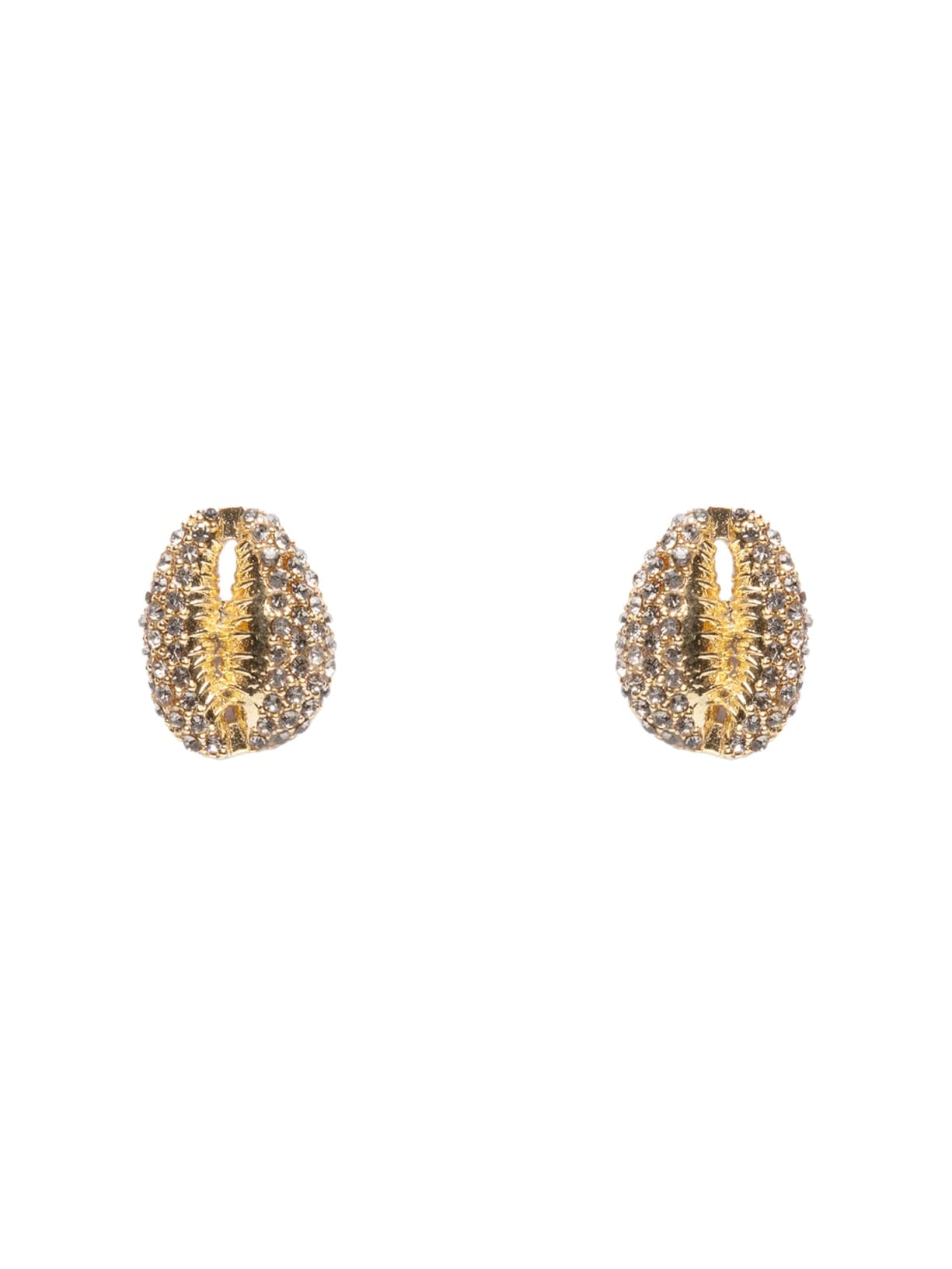 Brinco Feminino Botão Búzio Pave P - Dourado