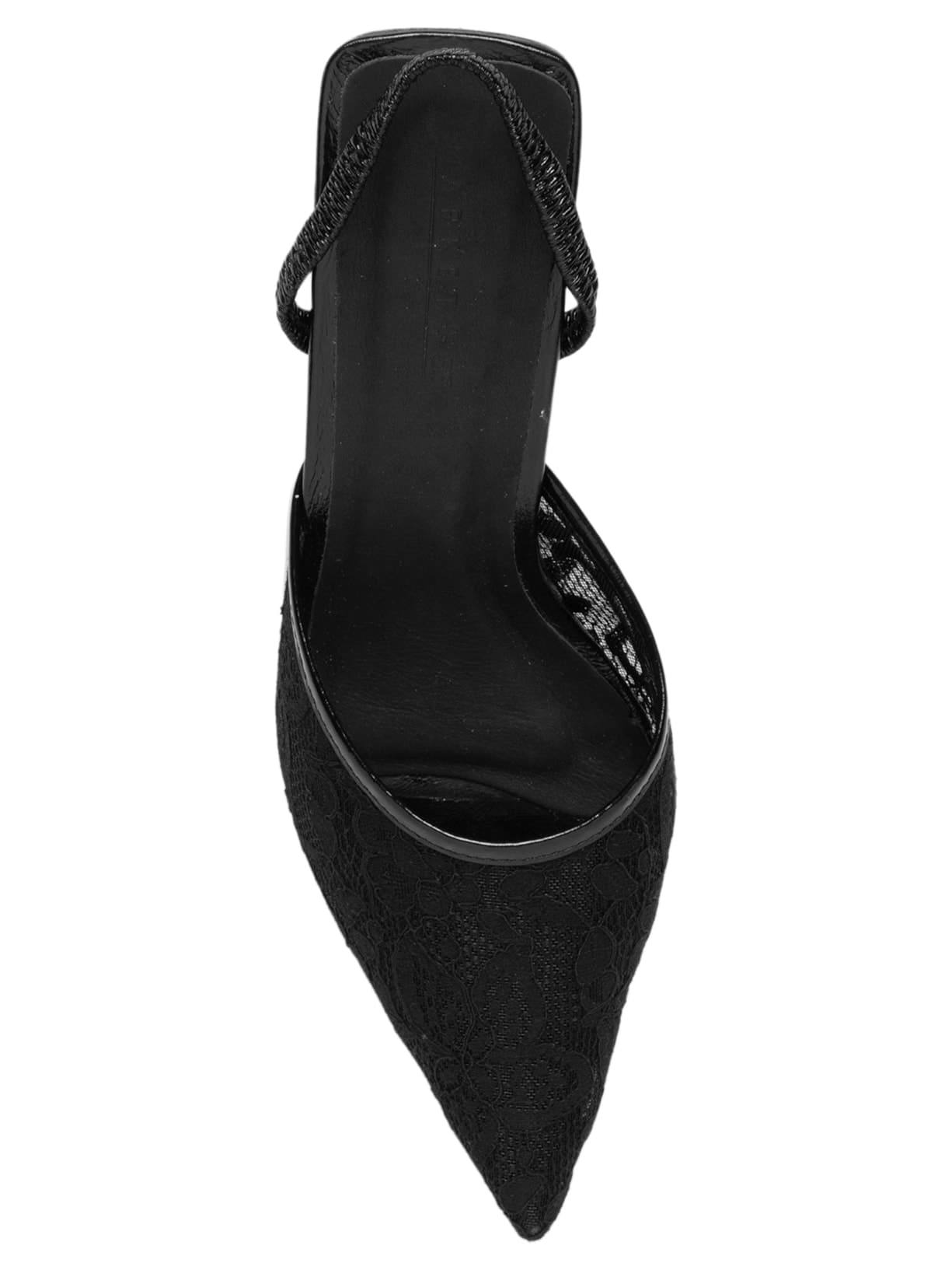 Scarpin Feminino em Couro e Renda - Preto