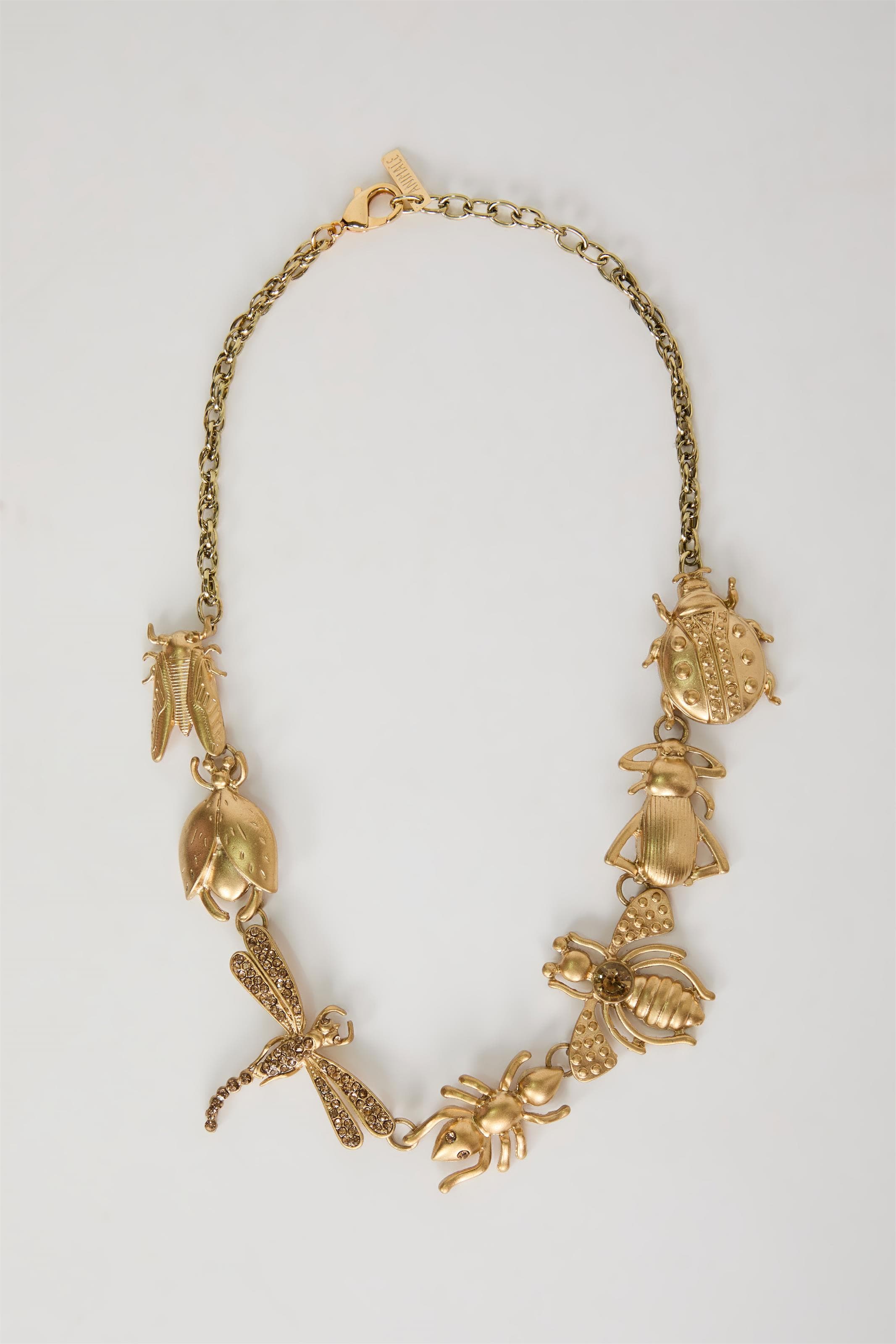 Colar Dourado Curto Mix De Insetos