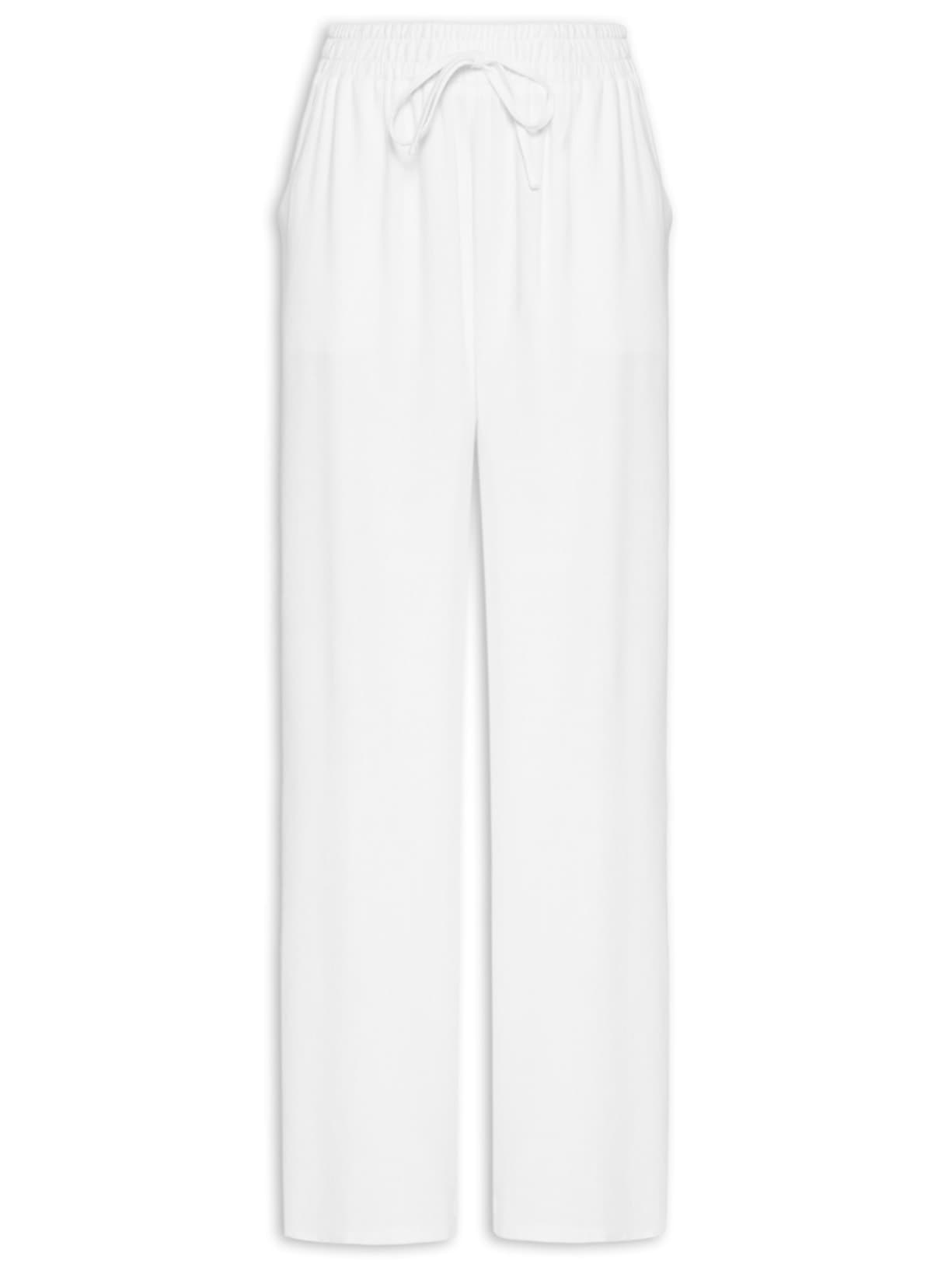 Calça Feminina Pantalona Linho Com Cordão - Branco