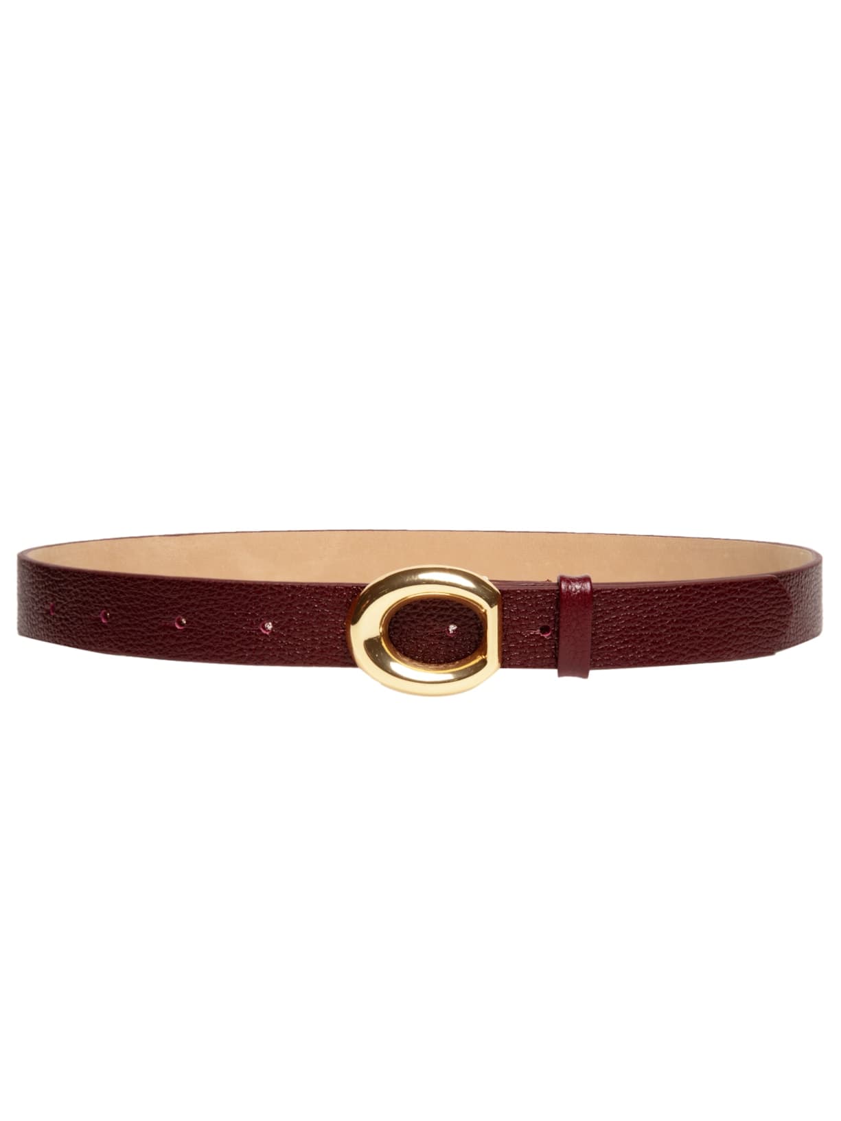 Cinto Feminino Em Couro Com Fivela Assimétrica - Vermelho