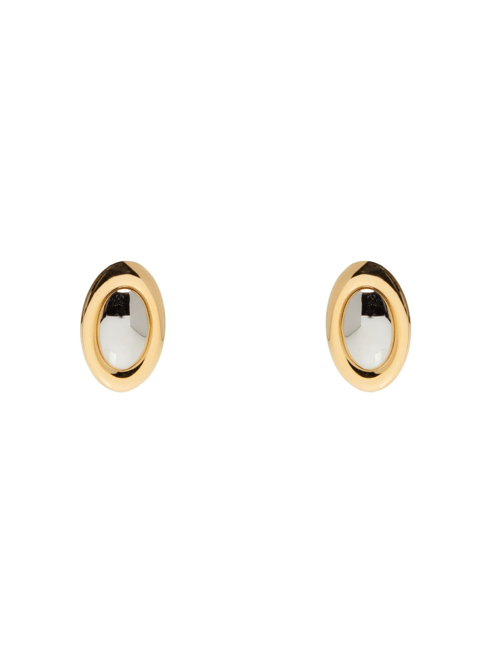 Brinco Feminino Oval Liso Fixo Duo Ouro Mix - Dourado