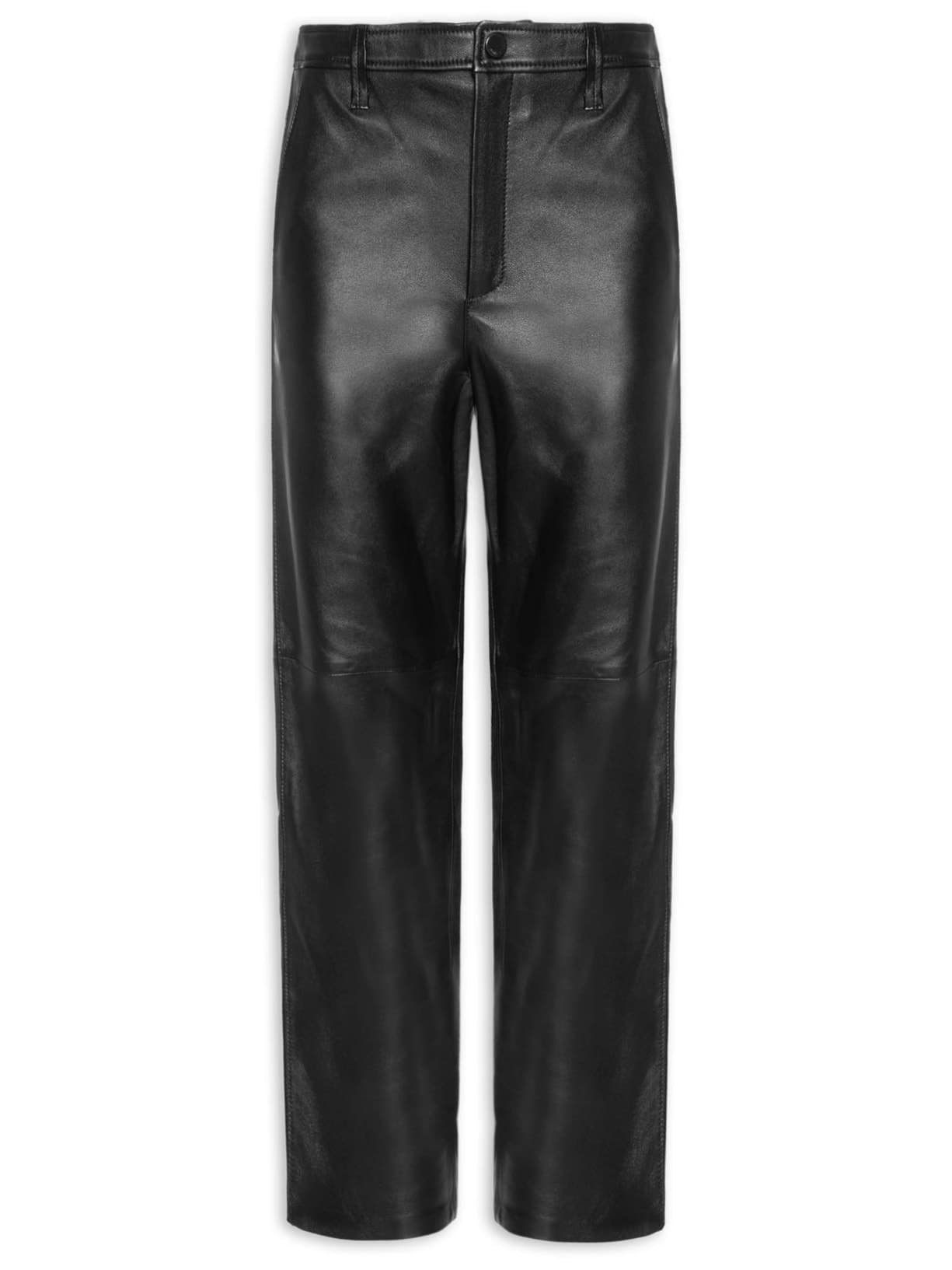 Calça Feminina de Couro Clássica Básica – Preto
