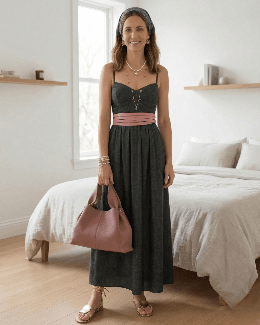 Vestido Midi Preto com um Toque de Delicadeza