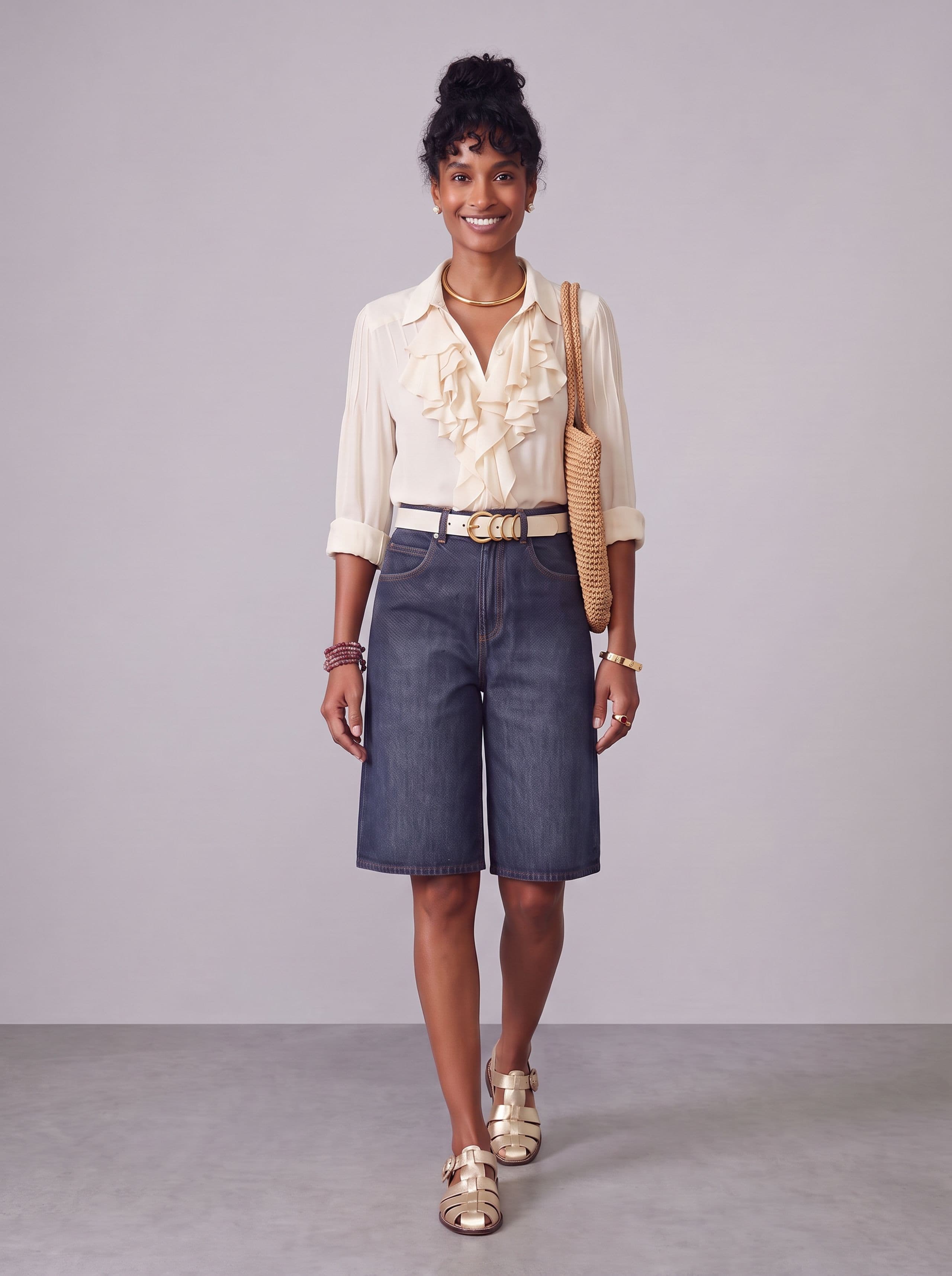 Camisa Creme com Babados Delicados